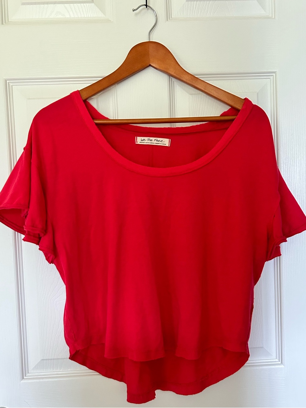 We The Free Pink Scoop Neck Short Sleeve Top Medium